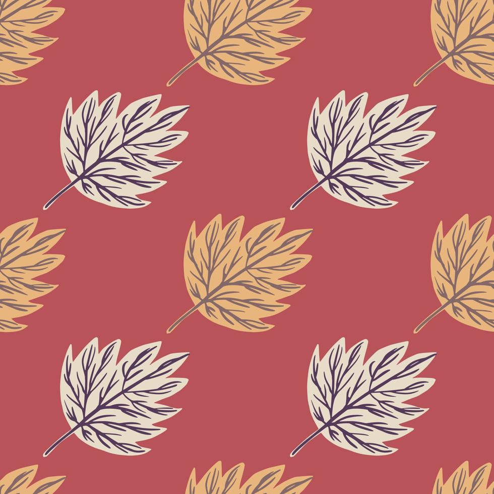 patrón sin costuras con formas de hojas de otoño creativas contorneadas. vector