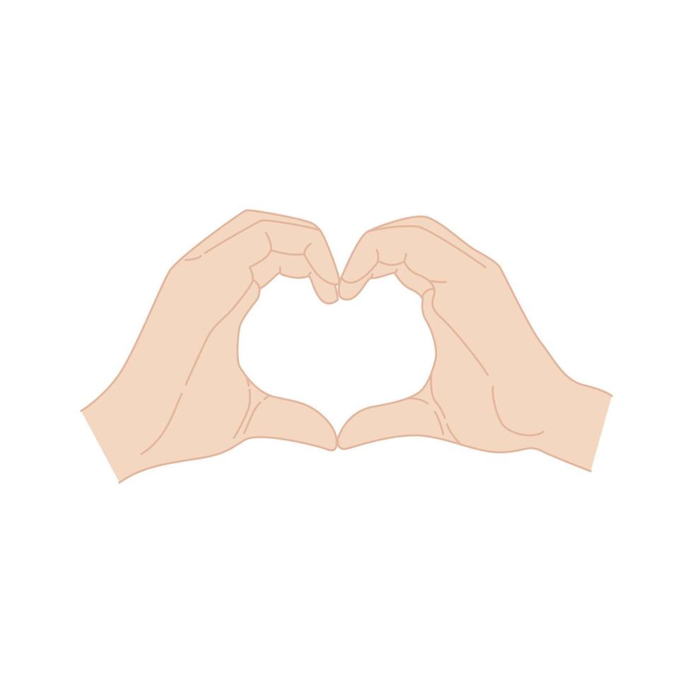 manos haciendo un símbolo de corazón. cartel del día de san valentín. mano k-pop aislada vector