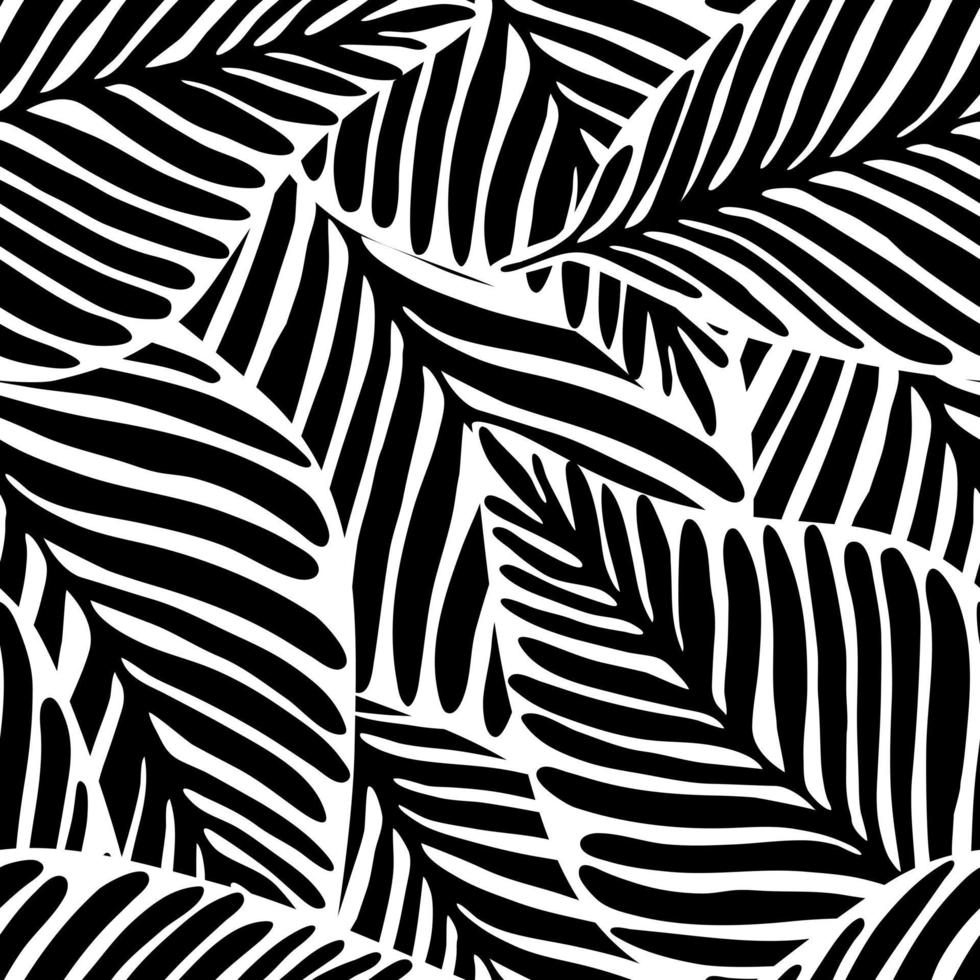 monochrome Jungle geometric seamless pattern. Exotic plant. vector