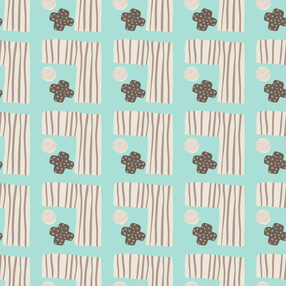 Seamless pattern with abstract geometry ornament . Simple figures with strips. vector