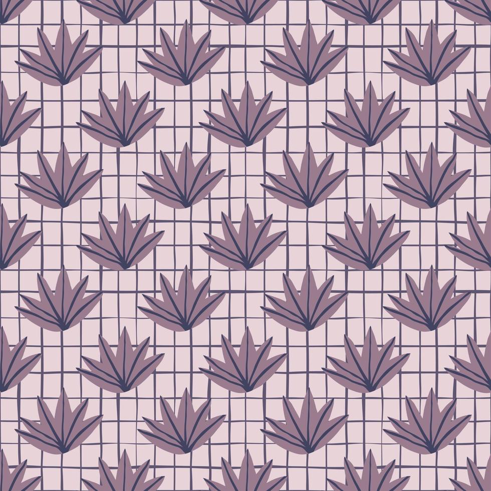 Creative leaves seamless pattern on stripes background. Abstract leaf endless wallpaper. vector