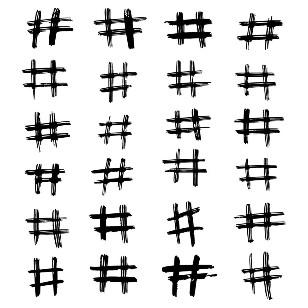 Set of hand drawn hashtag. Hash tag backdrop. vector