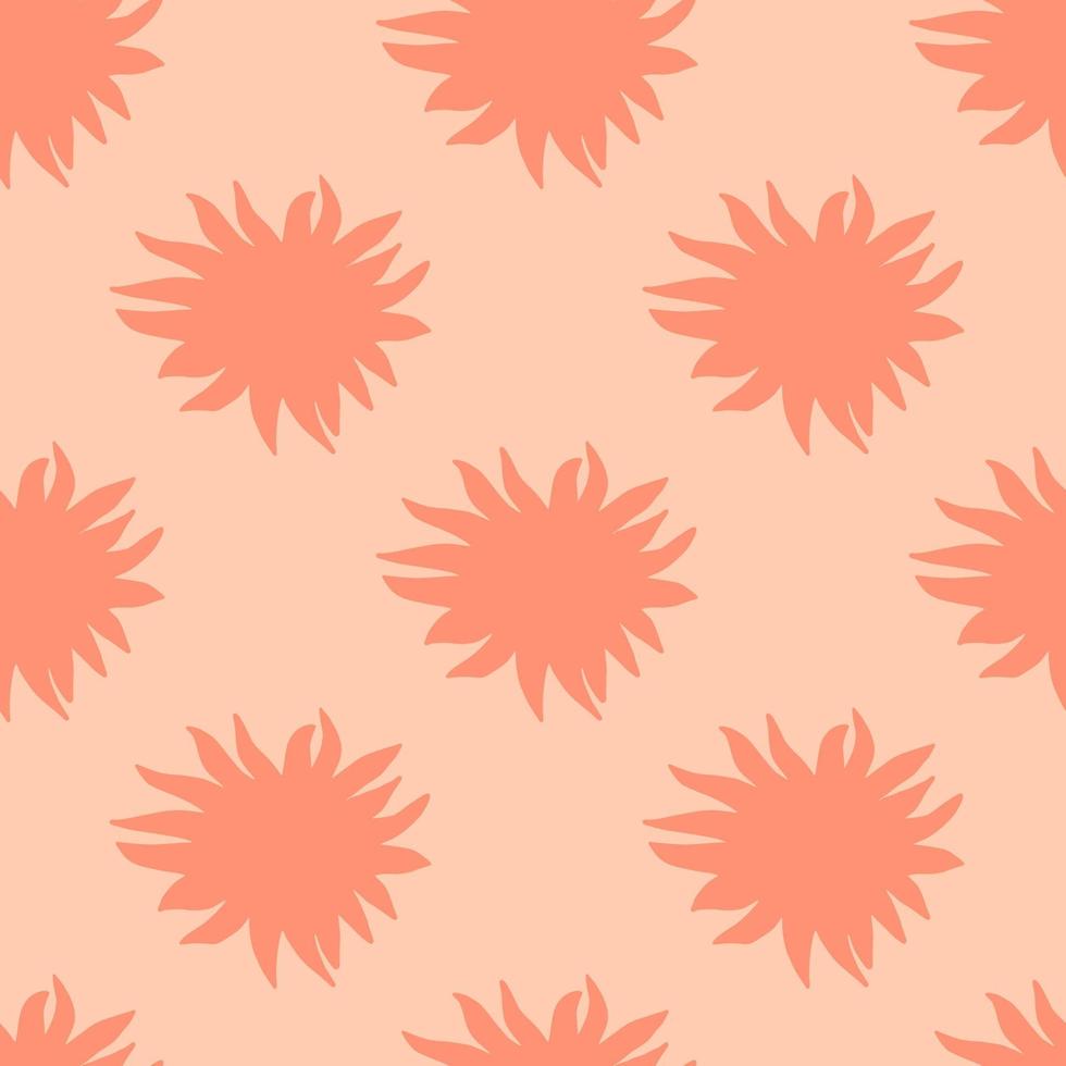 Light pink pastel and coral palette seamless pattern with scribble star elements. Cartoon geometric backdrop. vector