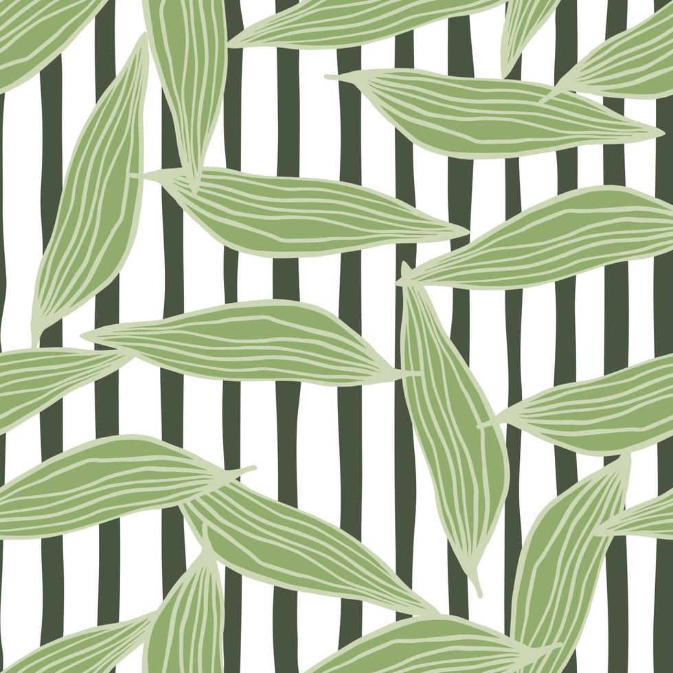 Geometric line leaves pattern. Abstract botanical backdrop. vector