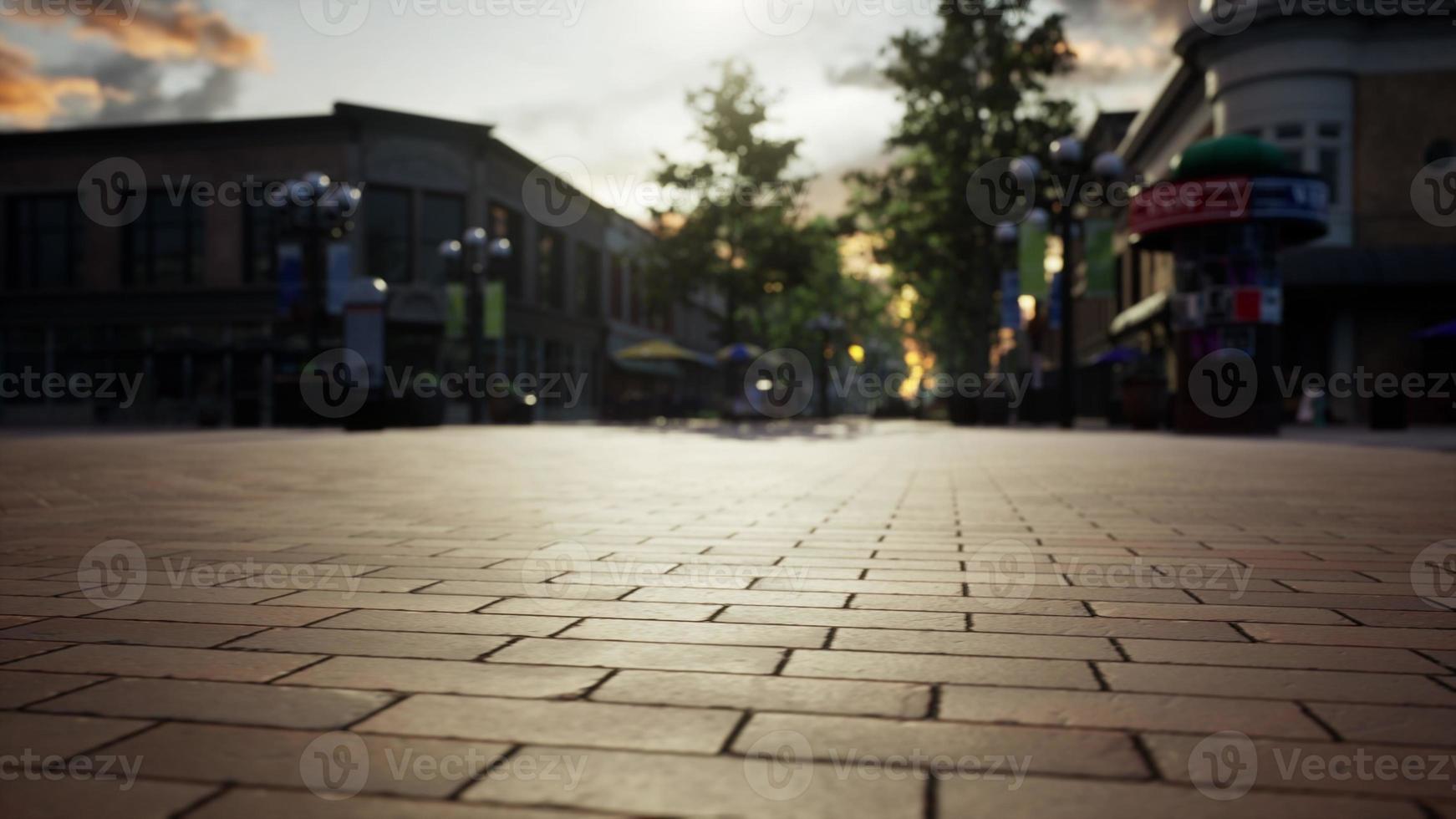 empty tiled floor and urban skyline photo