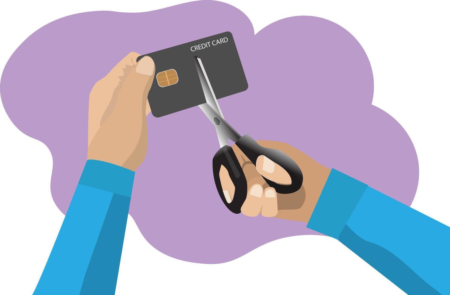 Cut credit cards due to high interest. vector