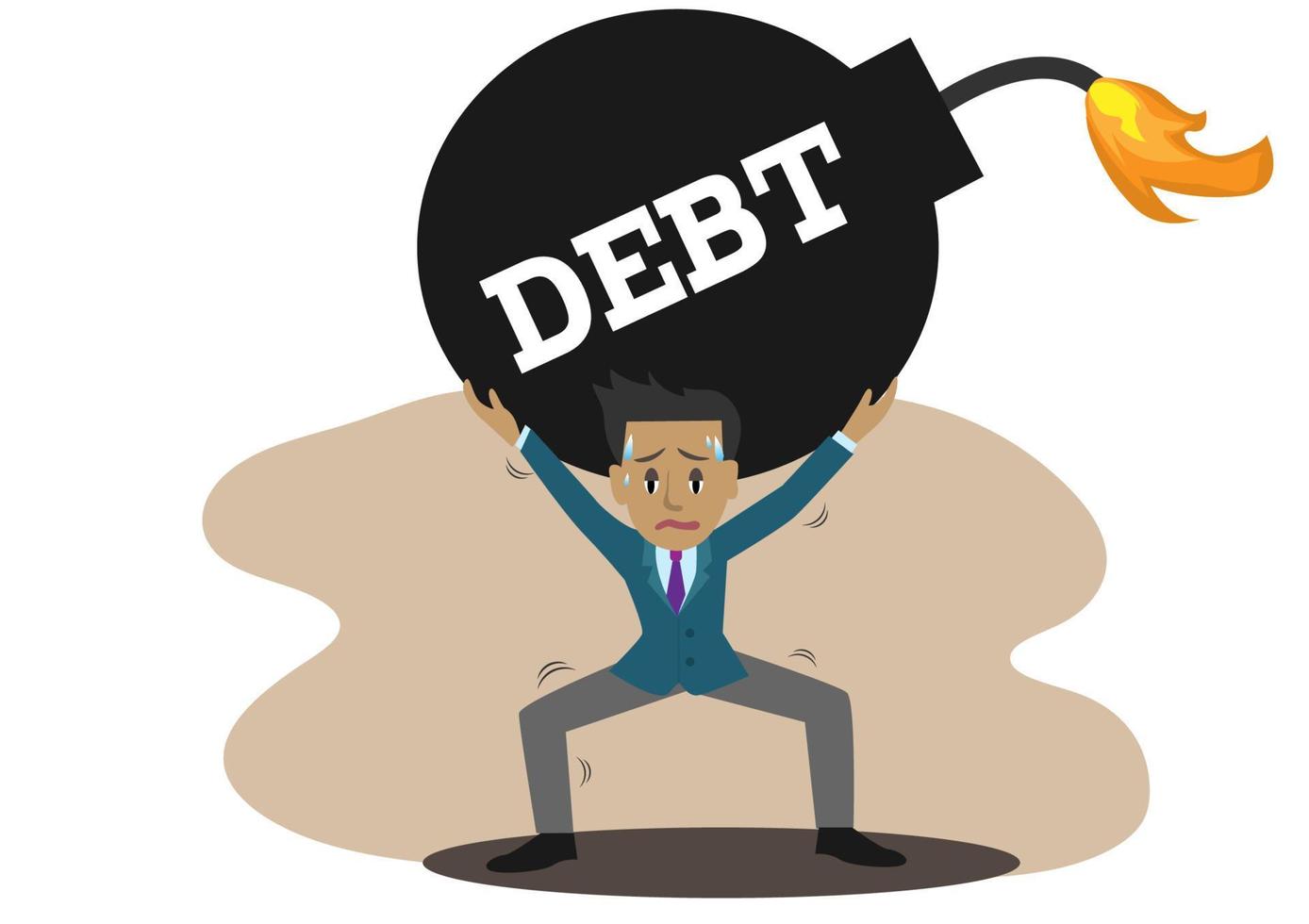 Male office workers support the pressure of being heavily indebted. vector
