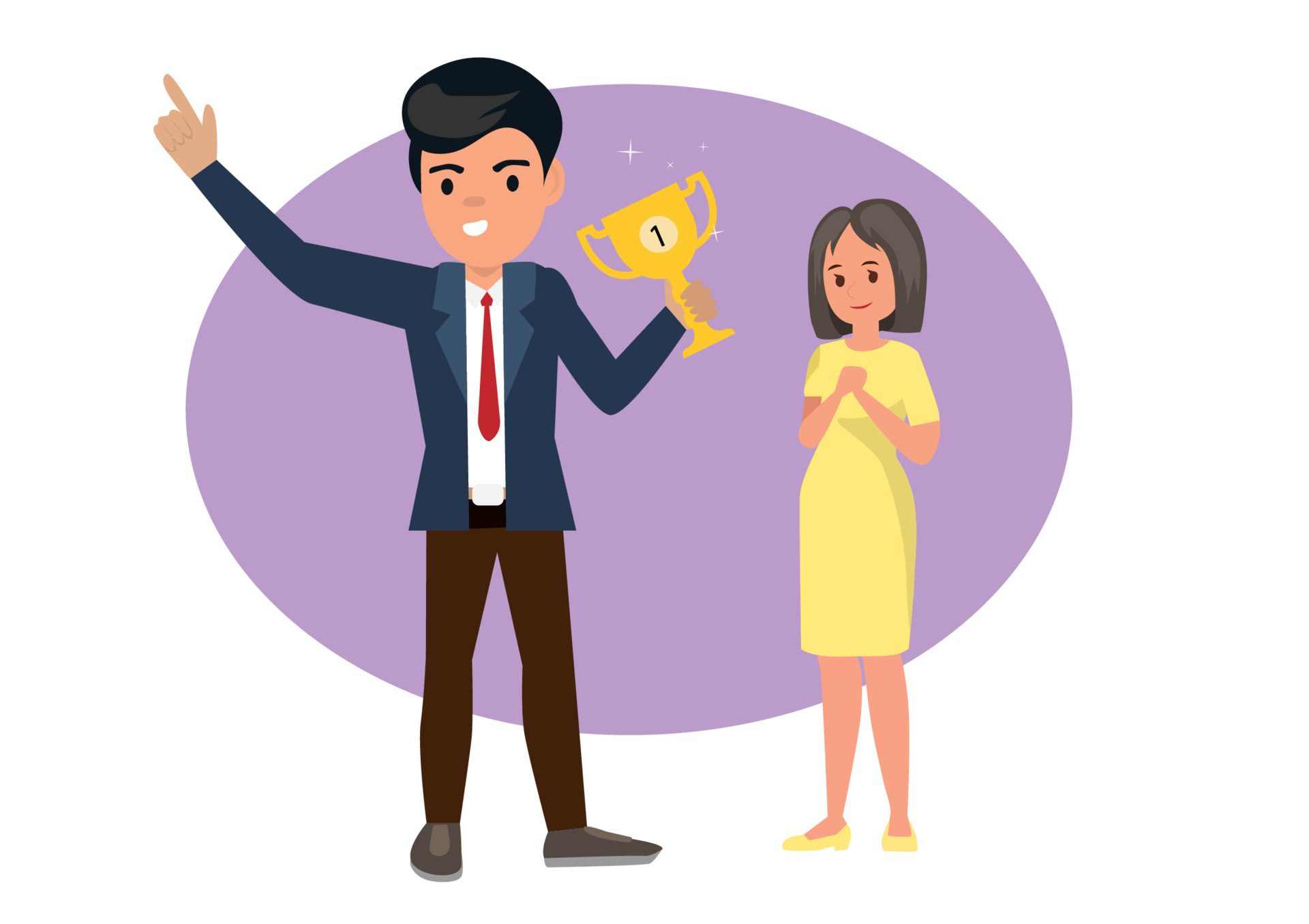 Successful business male characters His wife was glad to see her husband receive the first prize. Flat cartoon illustration. 5607157 Vector Art at Vecteezy Successful business male characters His wife was glad to see her husband receive the first prize. Flat cartoon illustration. 5607157 Vector Art at Vecteezy