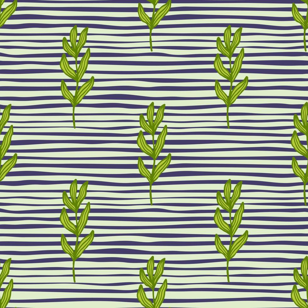 Creative forest outline branch with leaves seamless pattern . vector