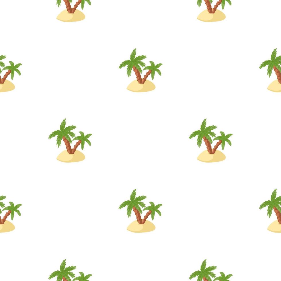 Isolated tropical seamless pattern with green palms and island ornament. White background. Exotic style. vector