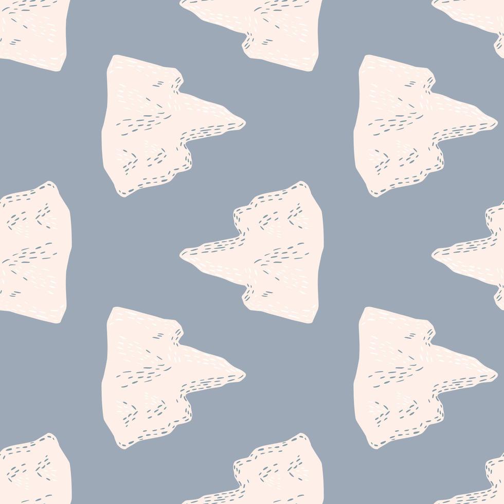 Tonos pastel de patrones sin fisuras con estampado de siluetas de iceberg de garabatos de colores claros. fondo azul pálido. vector