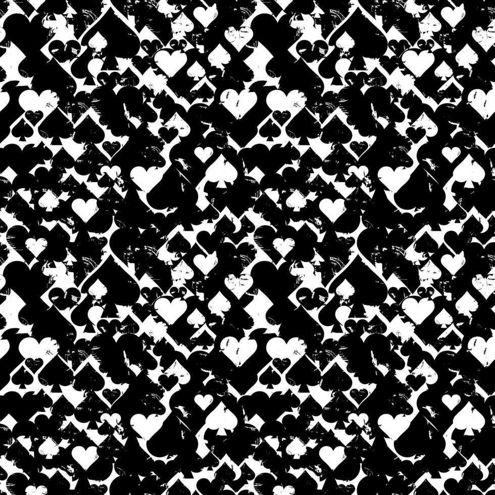 Vector seamless patterns with icons of abstract playings cards.