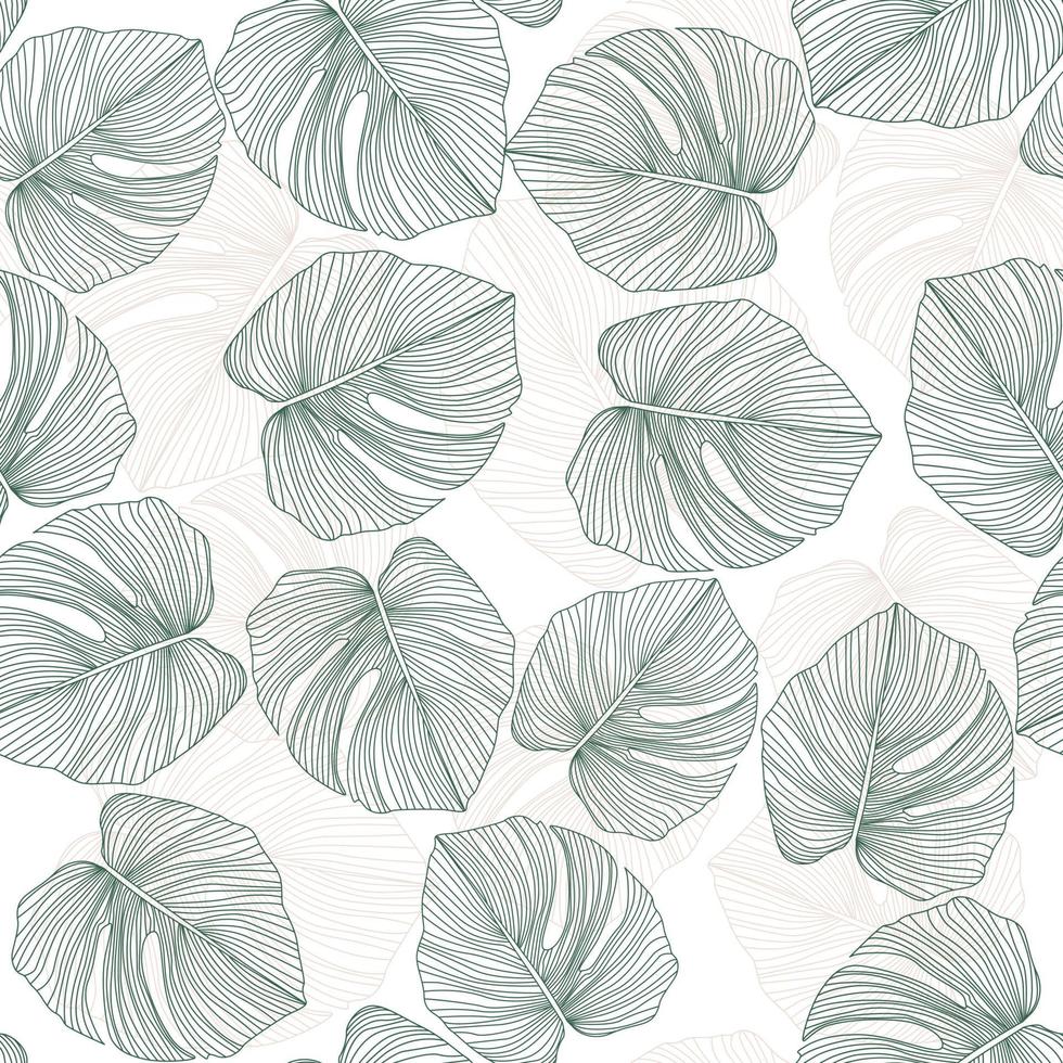 Monstera leaves seamless pattern. Tropical pattern, botanical leaf vector