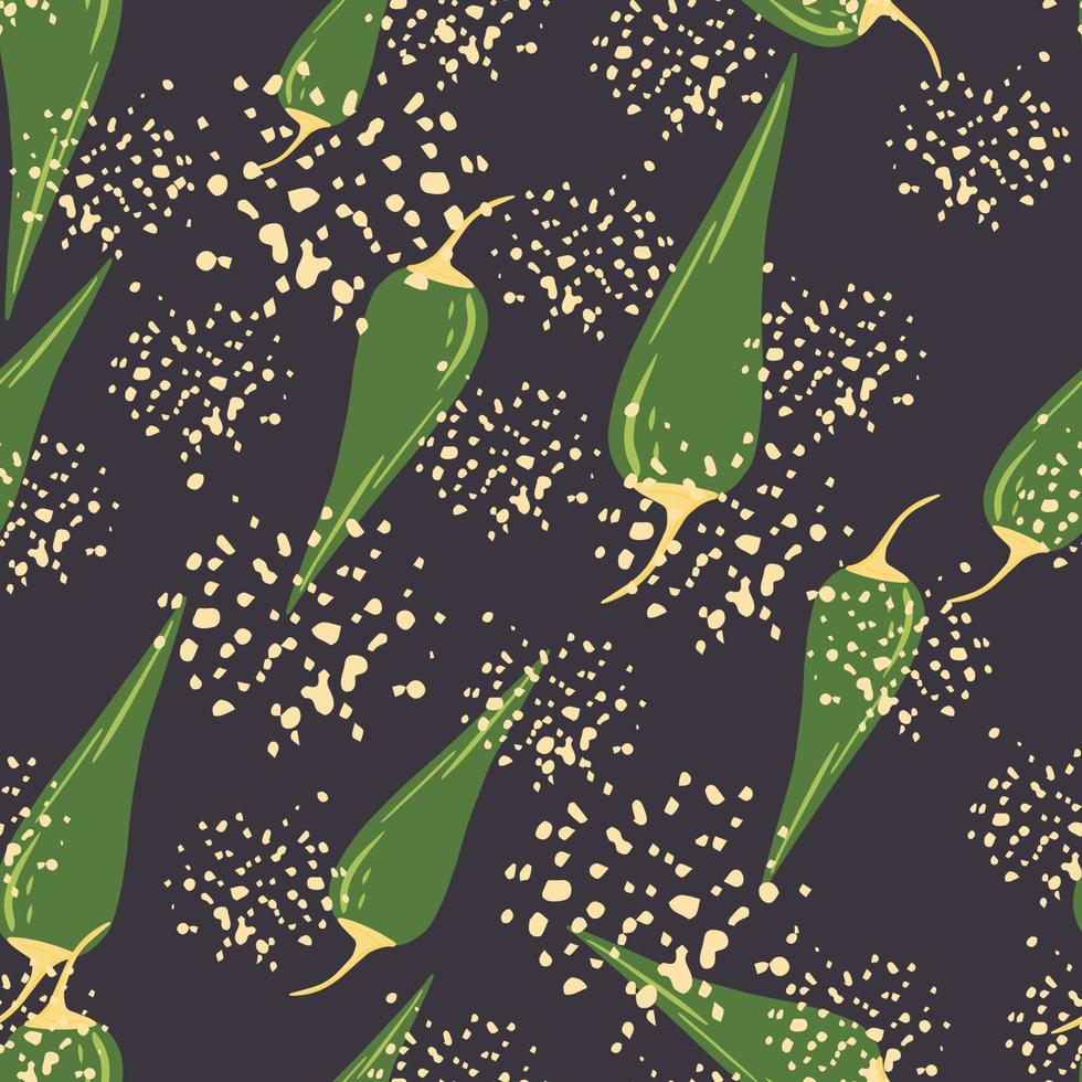 Chilli seamless pattern on dots background. Chile peppers wallpaper. vector