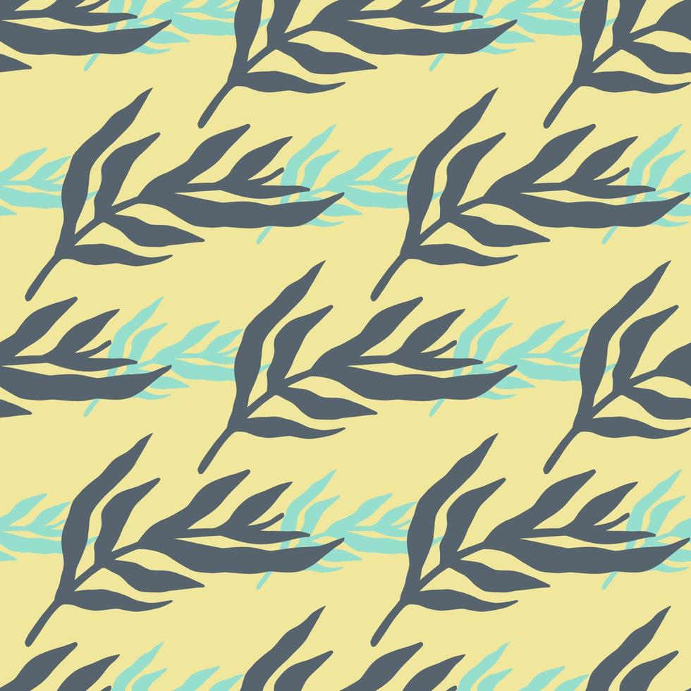 Jungle plants silhouette leaves seamless pattern in vintage style. Geometric tropical leaf wallpaper. vector