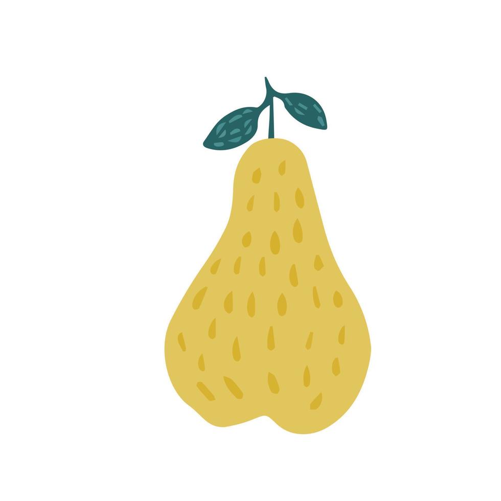 Yellow pear in doodle style isolated on white background. vector