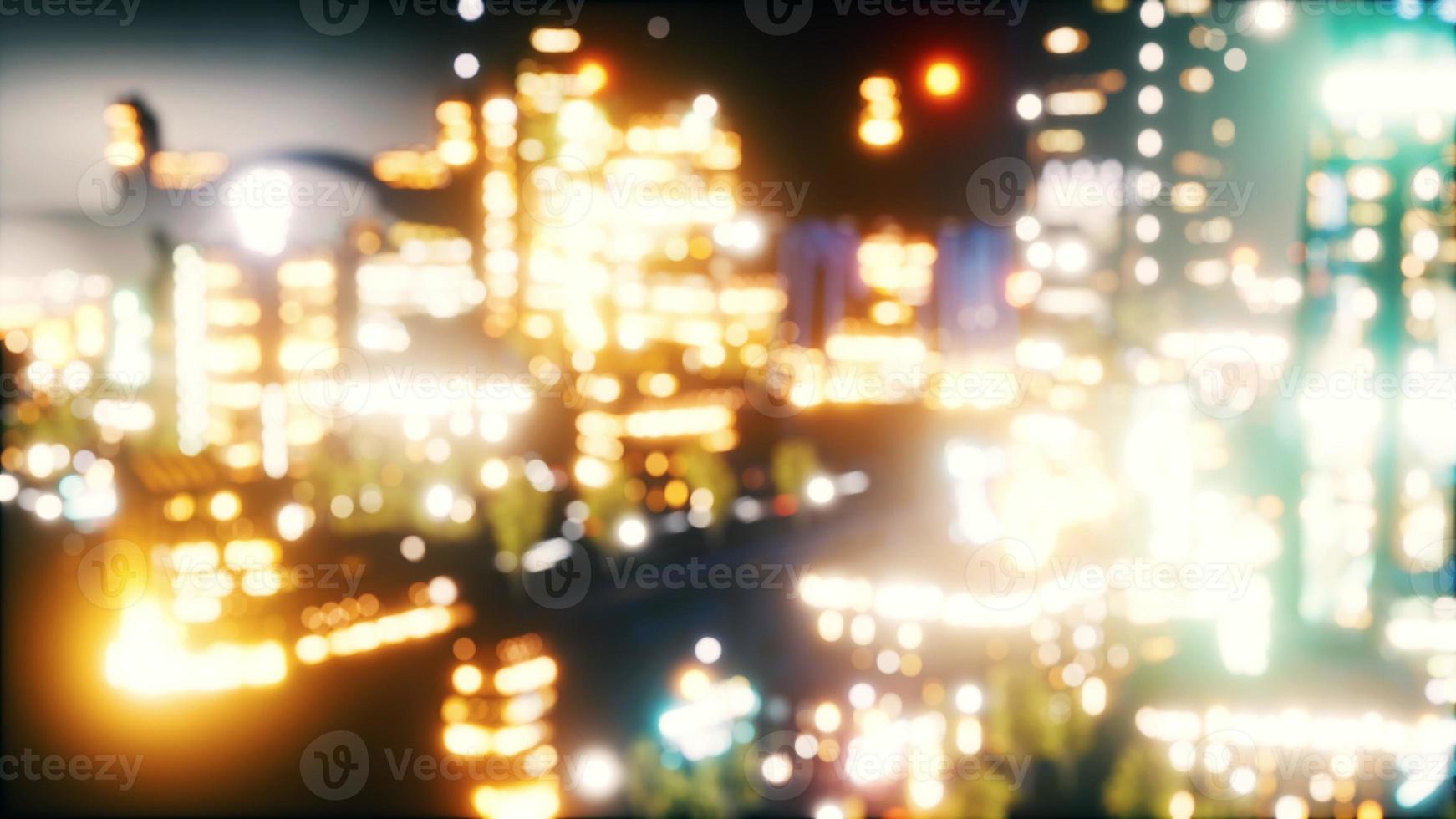 defocused bokeh of cityscape at twilight time photo