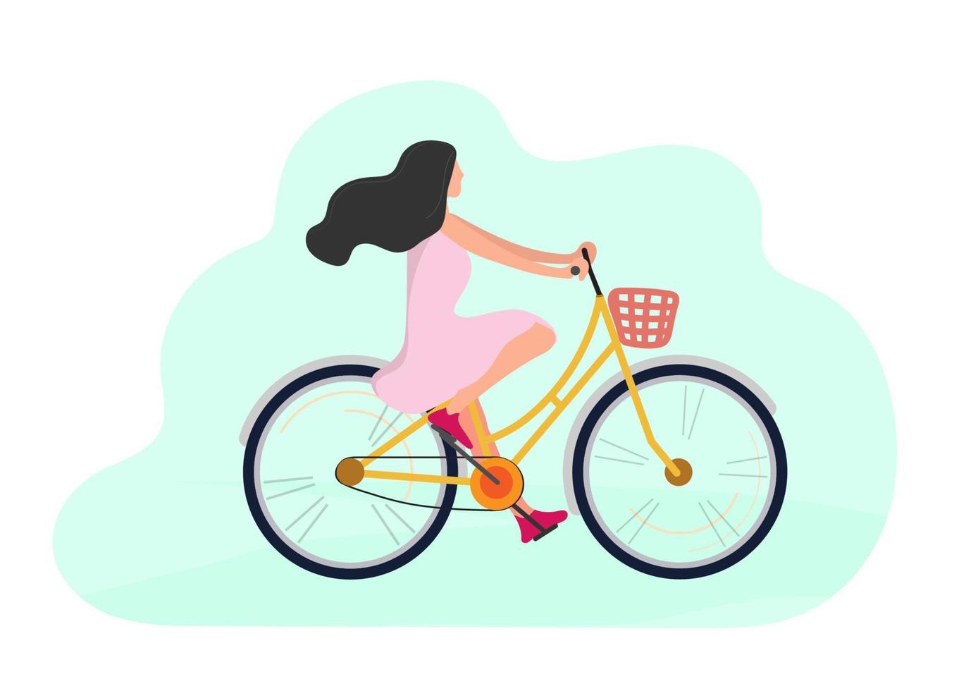 A girl riding a bicycle to relax vector