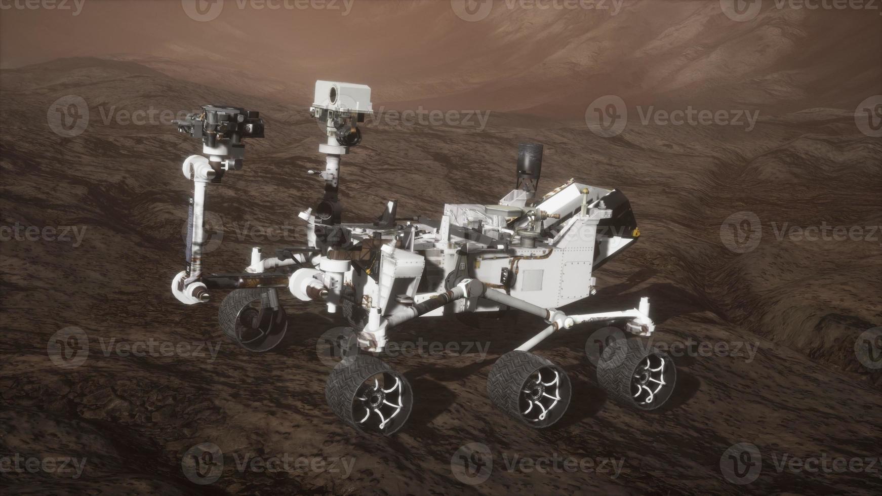 Curiosity Mars Rover exploring the surface of red planet. Elements of this image furnished by NASA photo