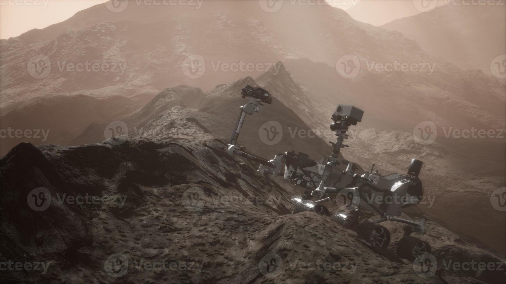 Curiosity Mars Rover exploring the surface of red planet. Elements of this image furnished by NASA photo