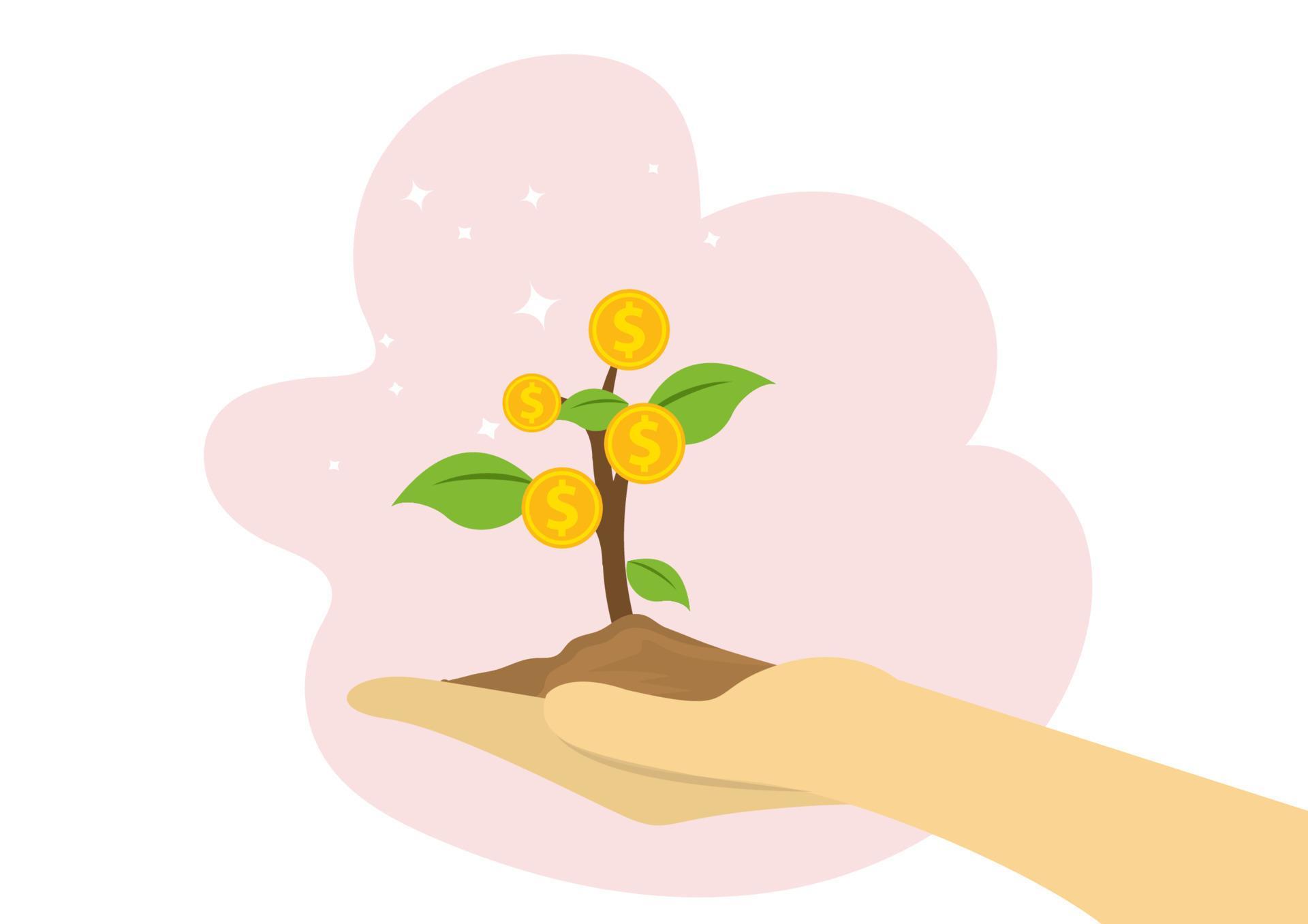 Thriving money tree is like financial growth and investment profits