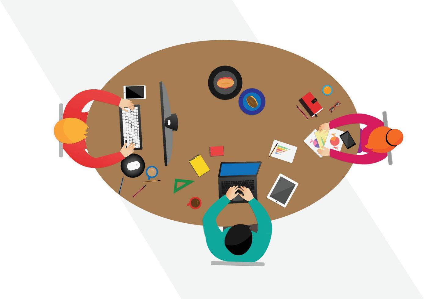 Set of flat top view vector design people with different office characters,  styles and professions. creative teamwork process 5608286 Vector Art at  Vecteezy