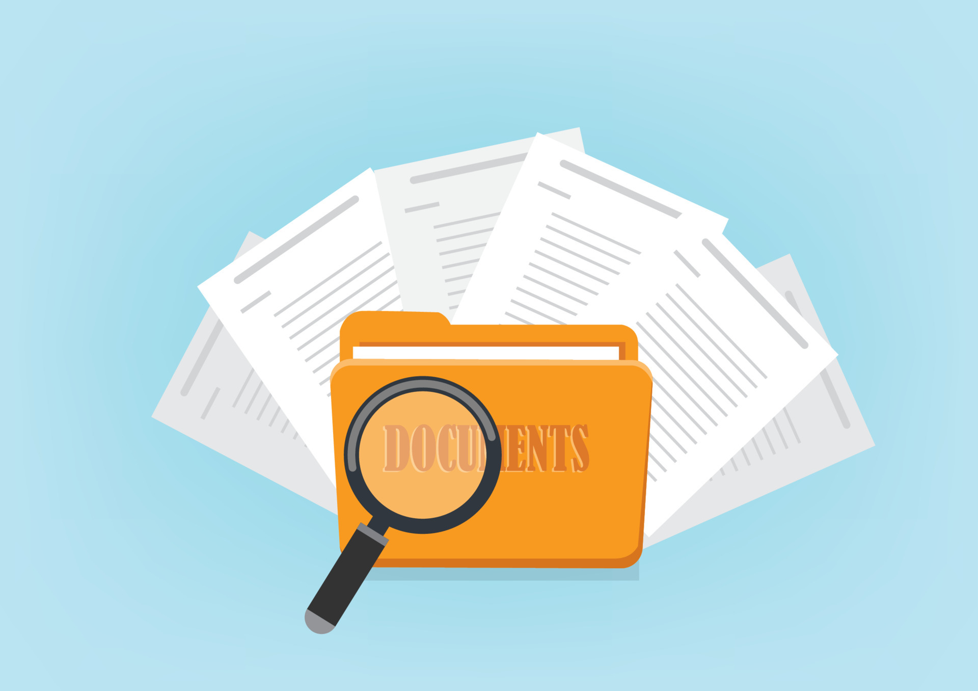 folder with documents Searching for contract documents or important