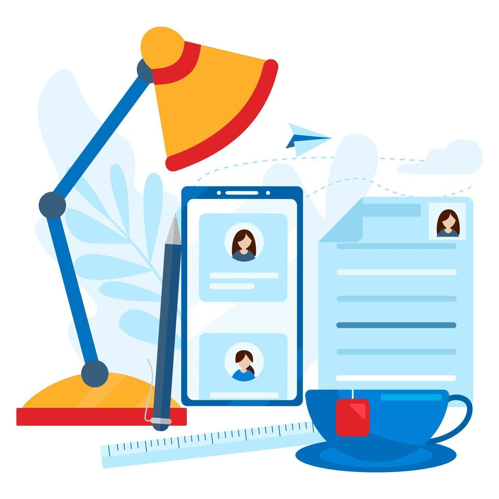 Concept of human resources, choice, career, employment, CV, job search, professional skill. Desktop in the office icon. vector