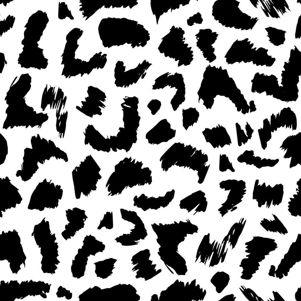 Hand drawn leopard skin seamless pattern. Monochrome black and white backdrop. vector