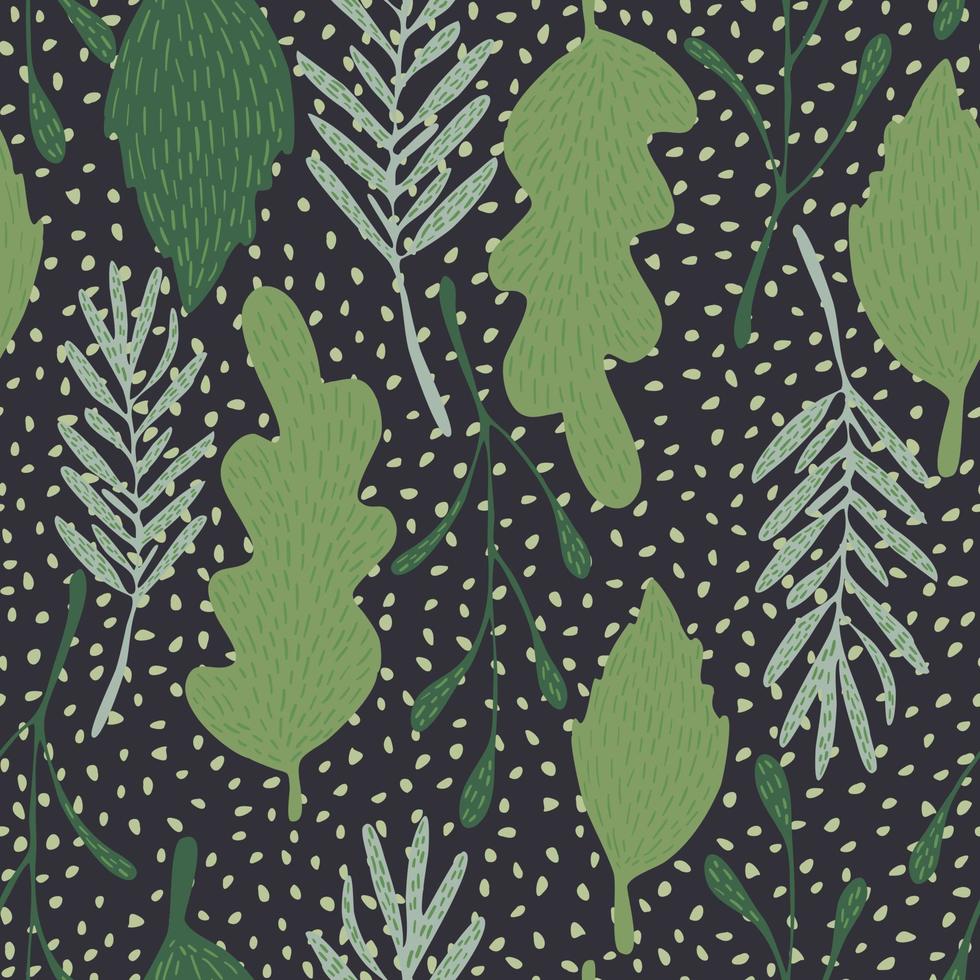 Forest leaves seamless pattern in doodle style. vector