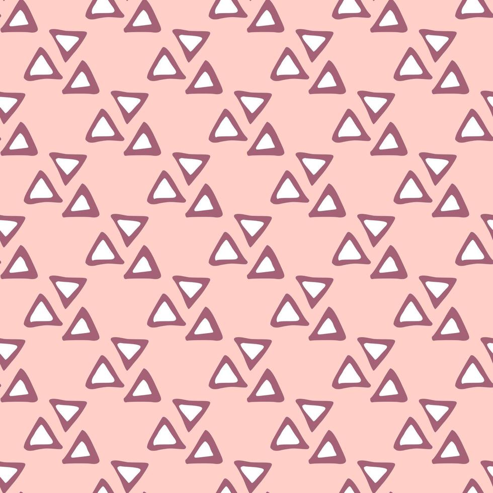 Geometric triangle seamless pattern on pink background. Creative scribble geometric wallpaper. vector