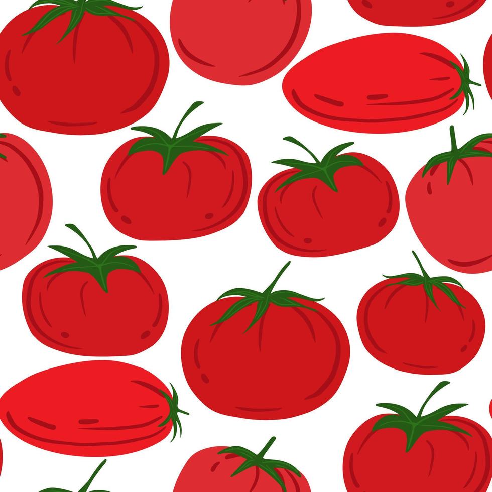 Seamless pattern with red tomatoes. Cherry tomatoes wallpaper. vector