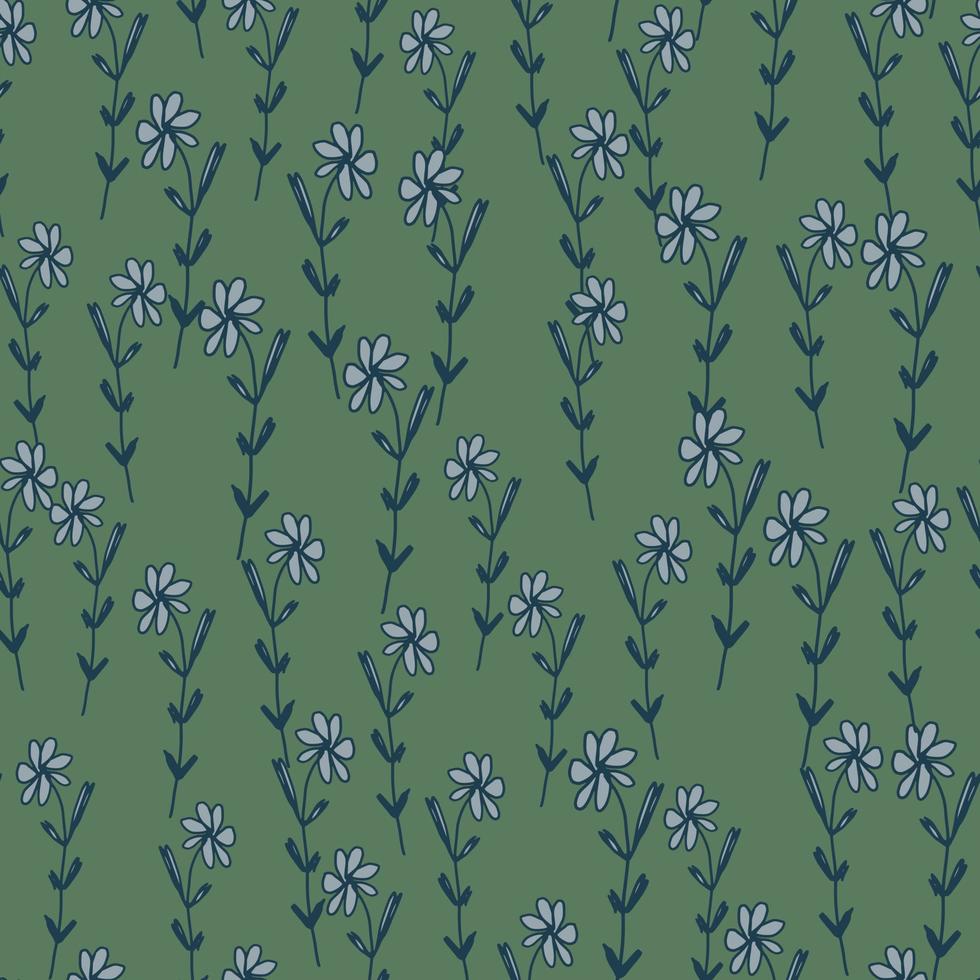 Field of flowers seamless pattern in sketch style. Simple floral wallpaper. vector