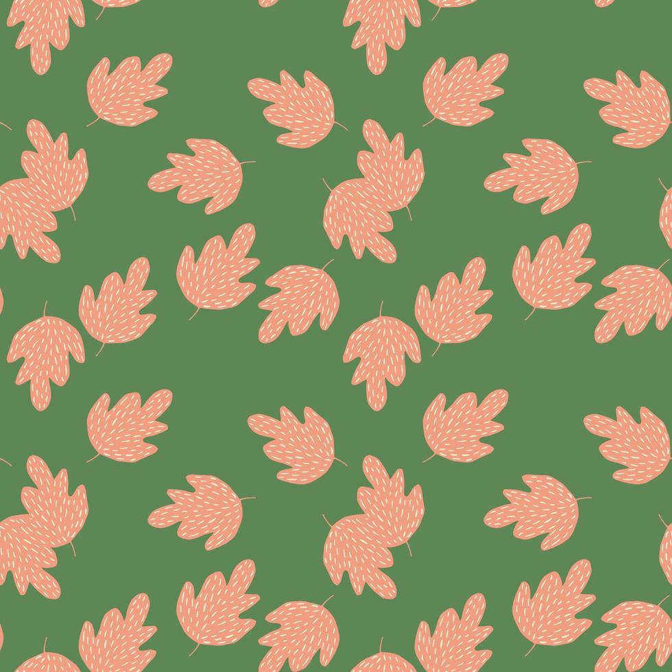 Elegant oak seamless pattern on green background. vector