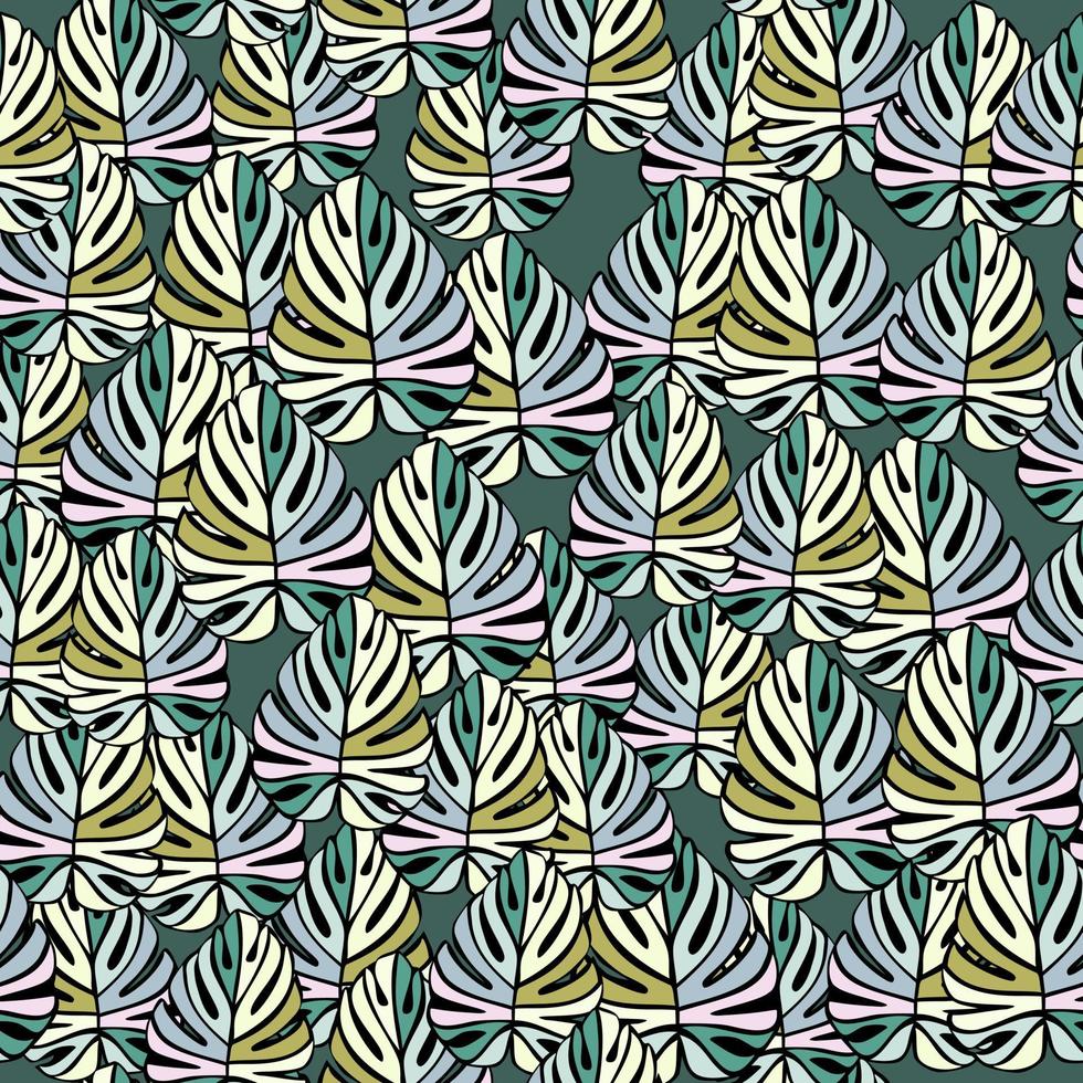 Creative bright tropical leaves seamless pattern. Monstera leaf background. vector