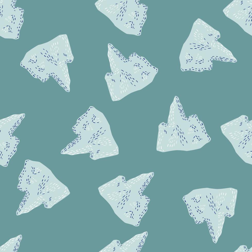 Random pastel tones seamless pattern with iceberg silhouettes in green tones. Arctic backdrop. vector