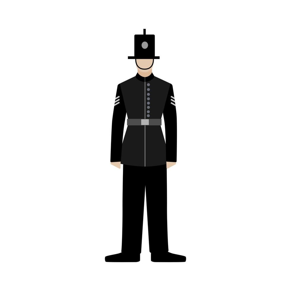 policías británicos. policía del Reino Unido. ilustración de uniforme negro vector