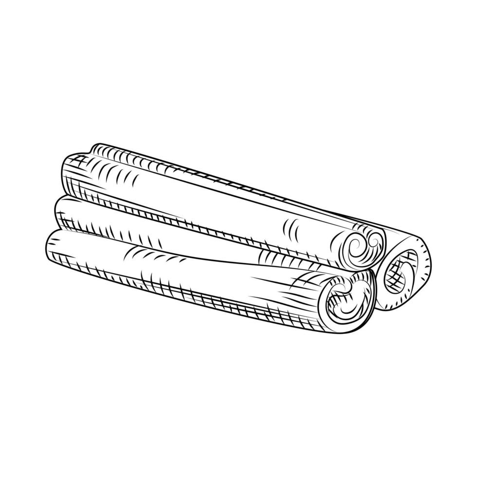 palo de canela dibujado a mano de tinta aislado sobre fondo blanco. vector
