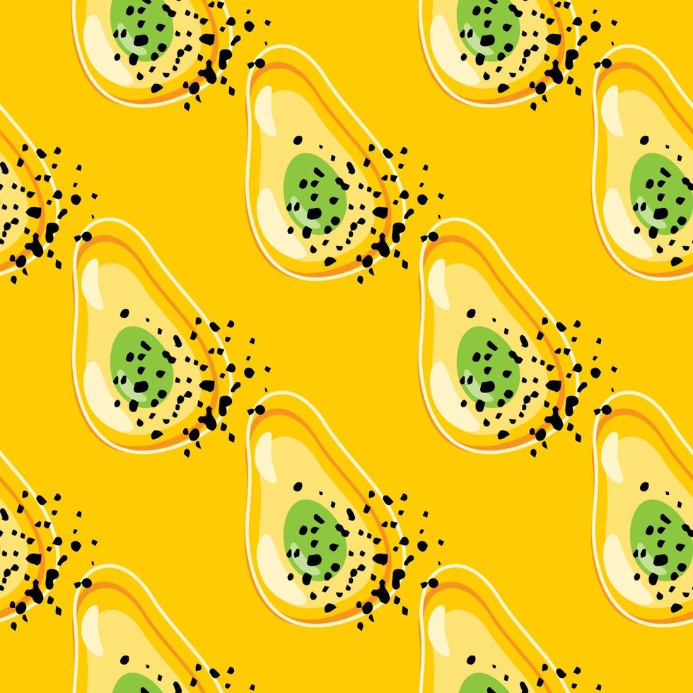 Abstract avocado seamless pattern on dots background. Vegetarian healthy food backdrop. vector