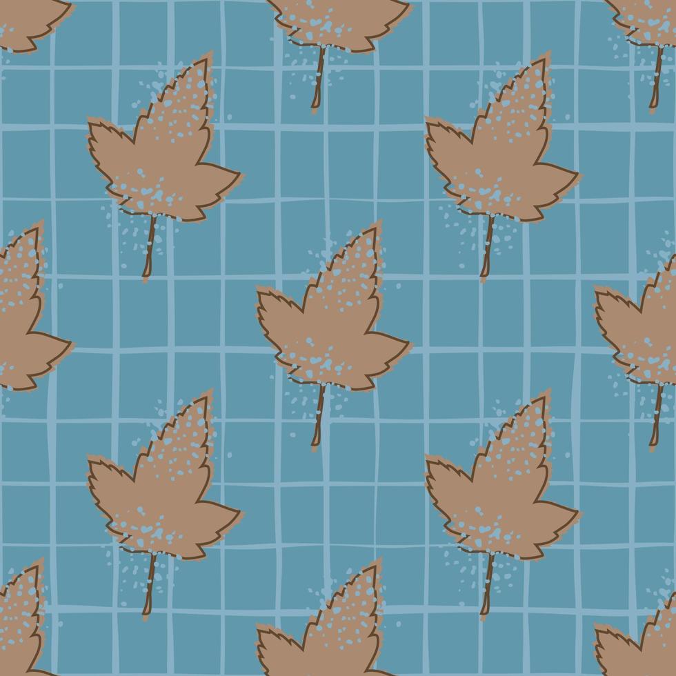 Vintage maple leaves seamless pattern on blue background. Autumn leaf wallpaper. vector