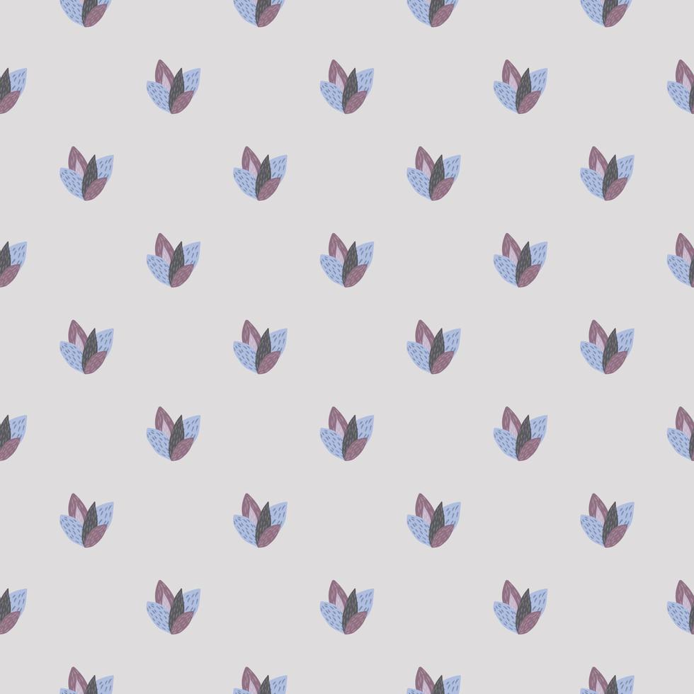 Small leaves in brown and blue colors on seamless pattern. Light background. vector