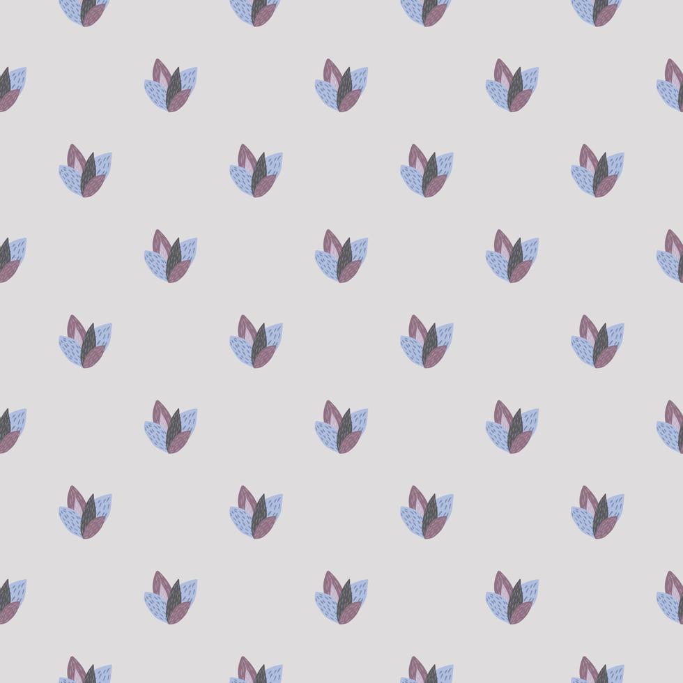 Small leaves in brown and blue colors on seamless pattern. Light background. vector