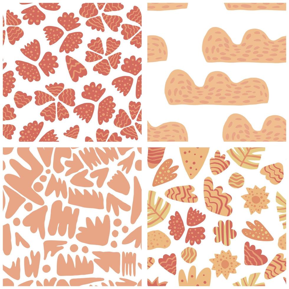 Set of trendy abstract blotch shape seamless pattern. vector