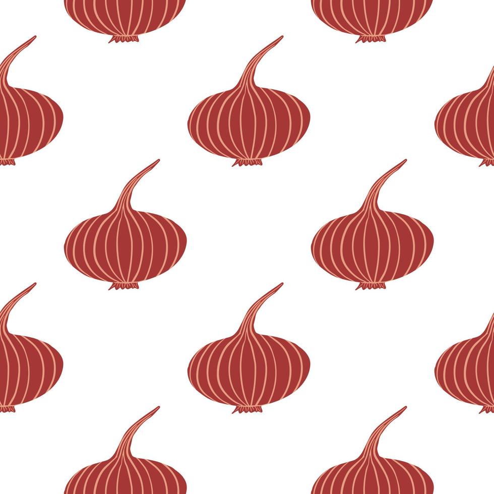 Simple geometric onion seamless pattern. Organic texture. Doodle onion bulb vegetable wallpaper. vector