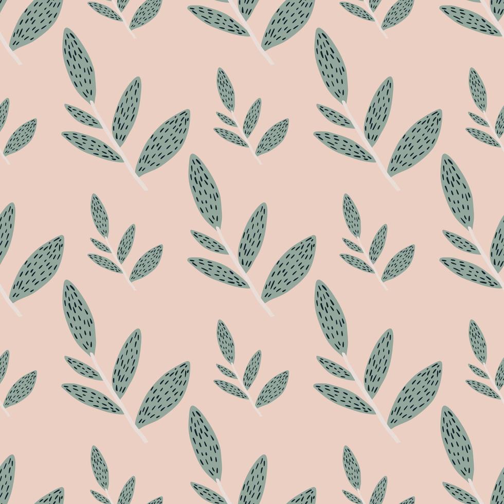 Rustic forest foliage branches seamless pattern on pink background. Botanical backdrop. Twigs and leaves wallpaper. vector