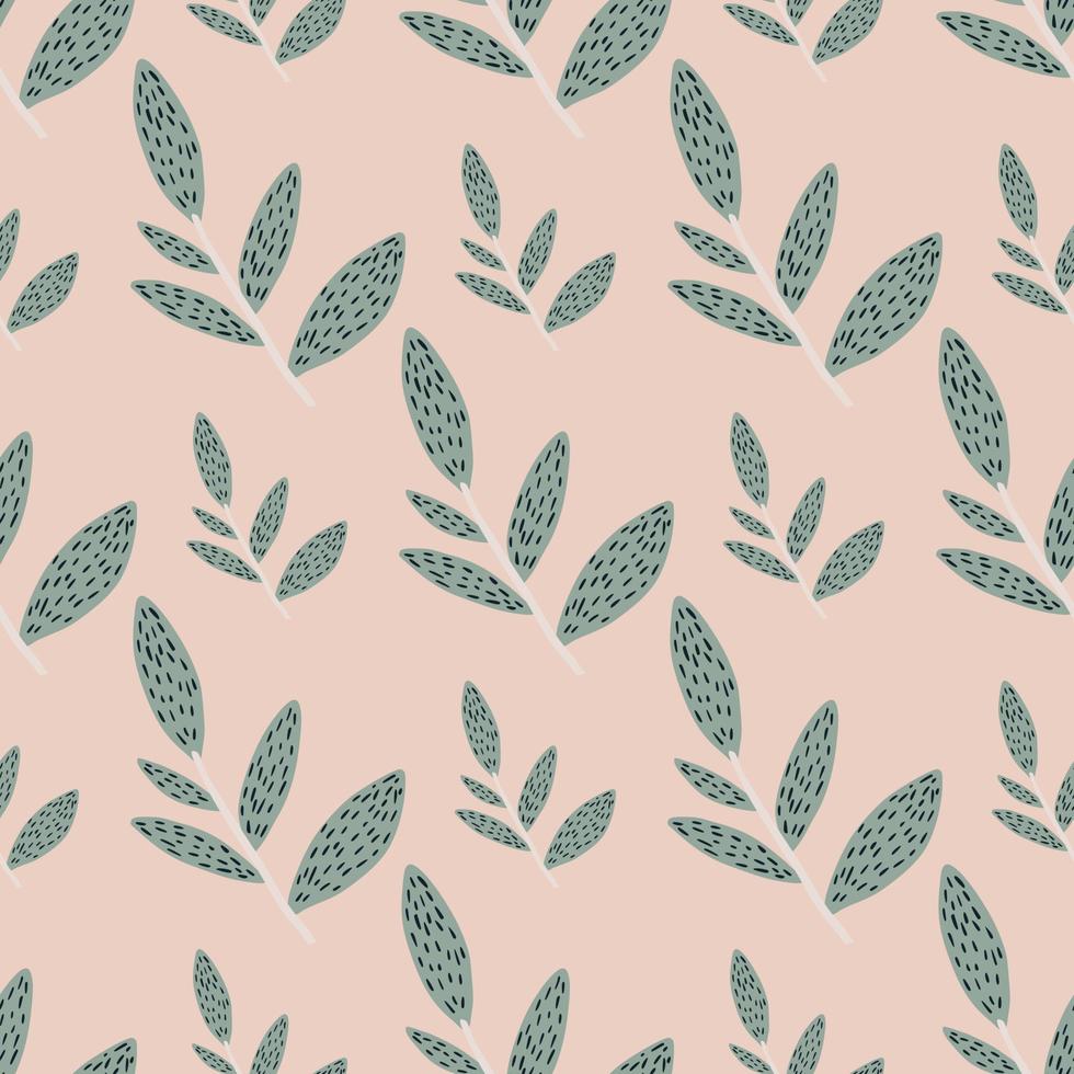 Rustic forest foliage branches seamless pattern on pink background. Botanical backdrop. Twigs and leaves wallpaper. vector