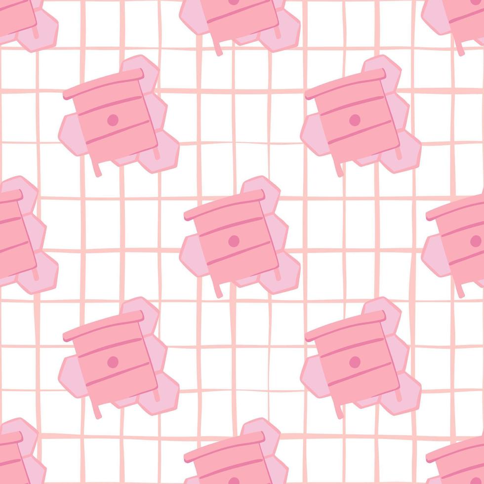 Contrast seamless beehive pattern. Pink bright ornament on white chequered background. vector