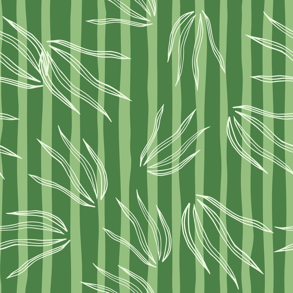 Random doodle grasss seamless pattern on stripe background. vector