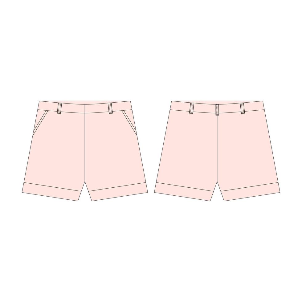 Pink shorts pants for girls isolated on white background. Man's wear. vector