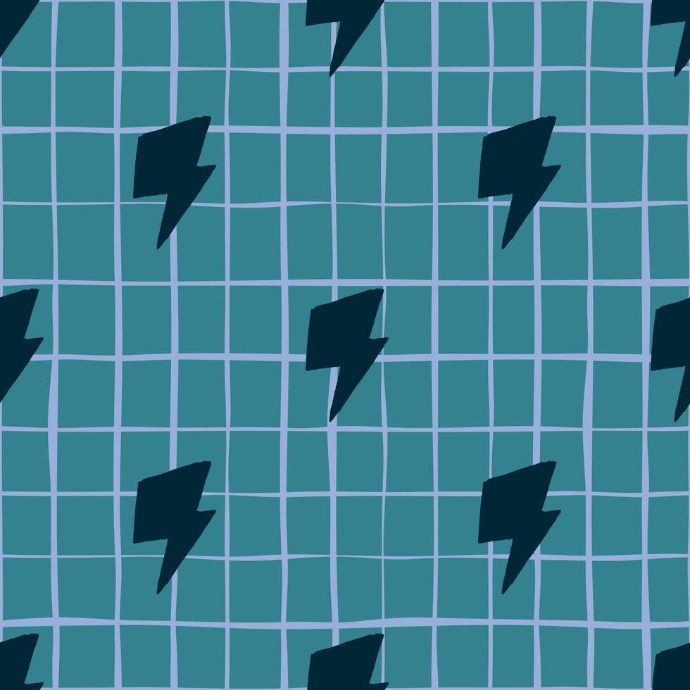 Geometric black thunder backdrop seamless pattern on lines background. Thunderbolt wallpaper. Lightning bolts. vector